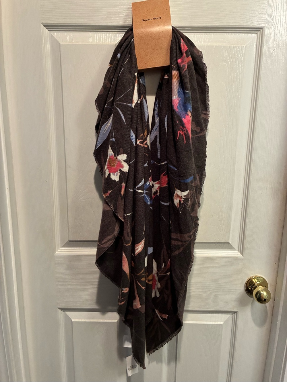 Floral Print Charcoal Gray Scarf